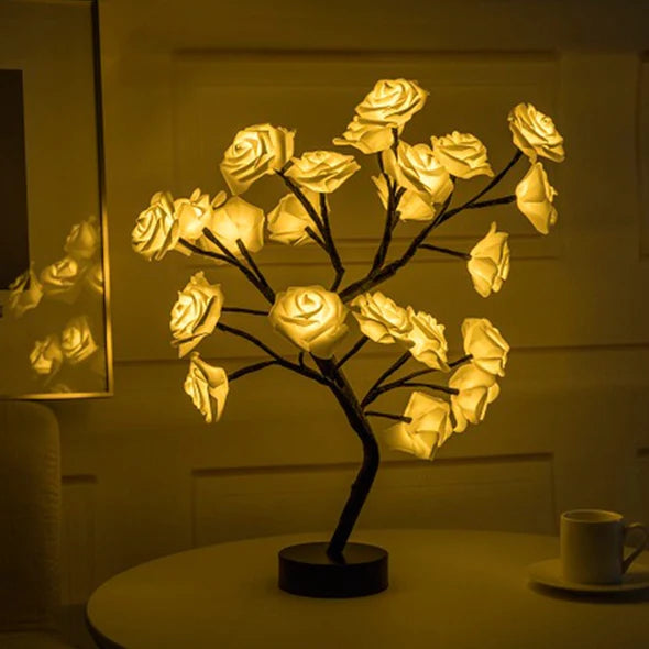 Flower Rose Tree Lamp Indoor Lighting Yellow - DailySale