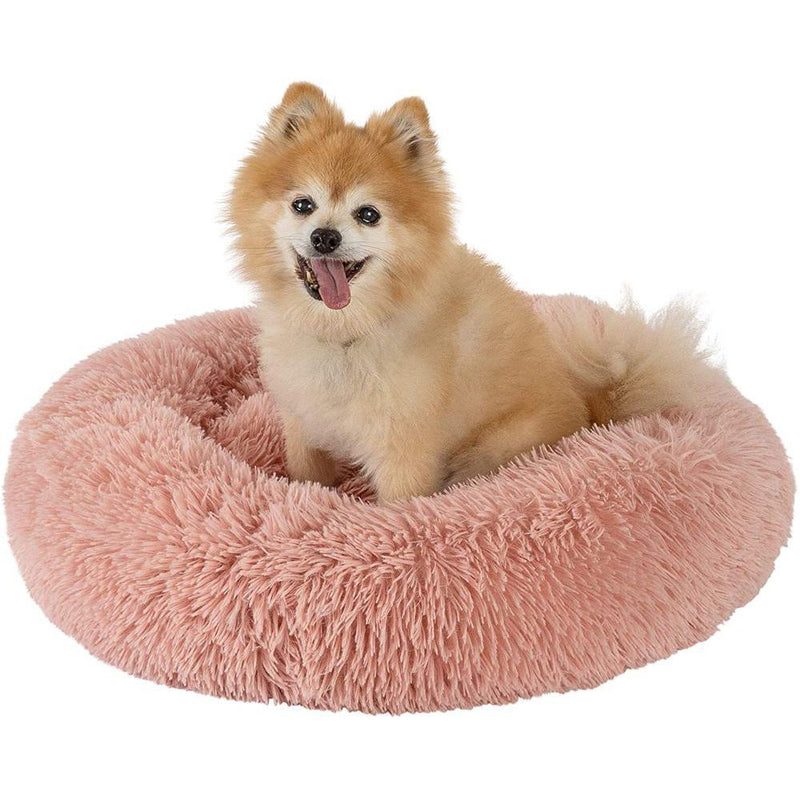 Fluffy Luxurious Orthopedic Donut Dog Bed Pet Supplies Pink S - DailySale