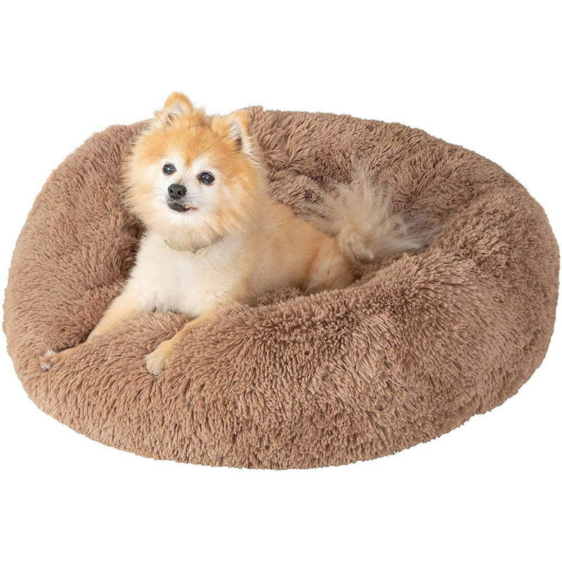 Fluffy Luxurious Orthopedic Donut Dog Bed Pet Supplies Taupe S - DailySale