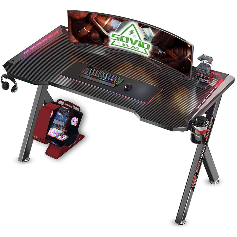 Flusha Gaming Desk with LED RGB Lights Video Games & Consoles - DailySale