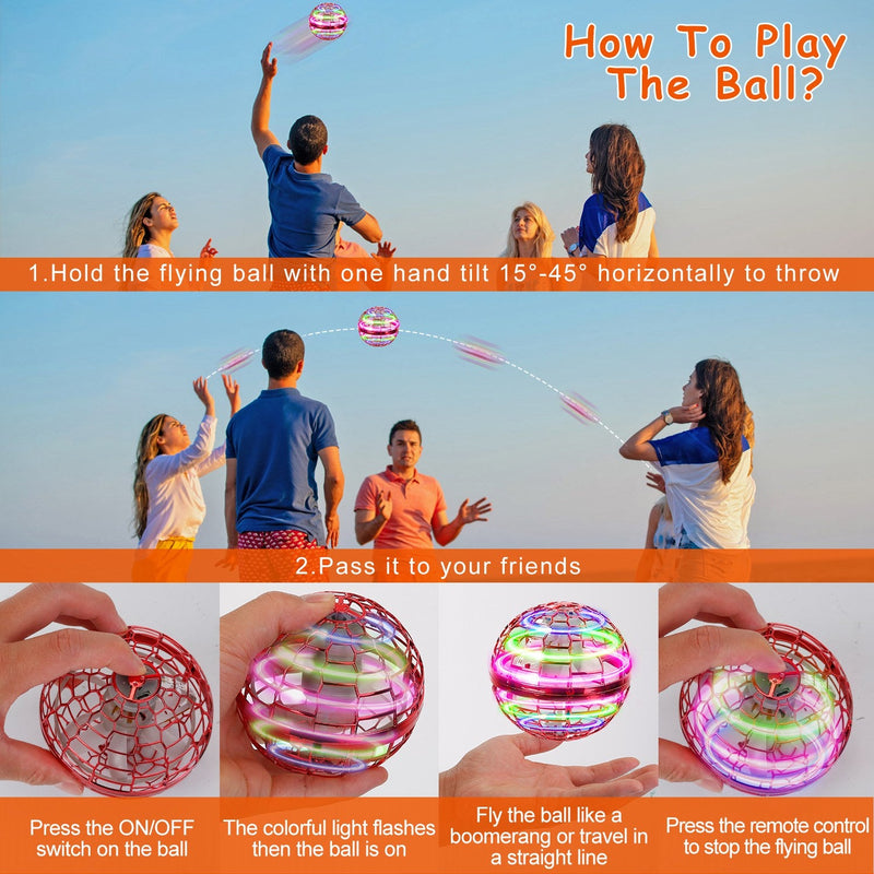 Flying Ball Toys 360° Rotating Hand Controlled Flying Orb Hover Ball with RGB Lights Toys & Games - DailySale