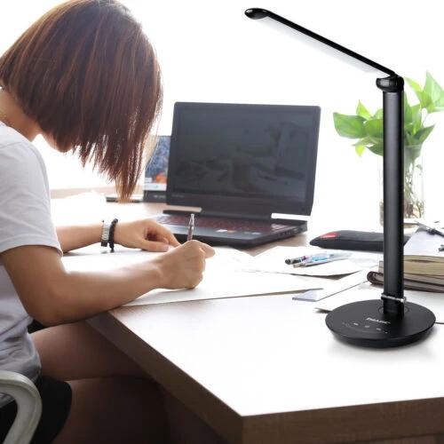 Foldable AC LED Desk Table Lamp Adjustable Touch Reading USB Rechargeable Port Lighting & Decor - DailySale