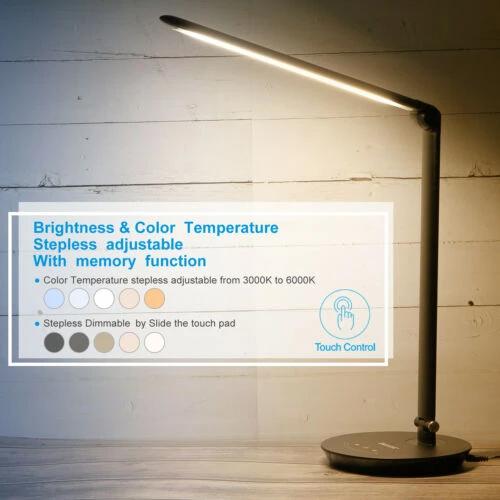 Foldable AC LED Desk Table Lamp Adjustable Touch Reading USB Rechargeable Port Lighting & Decor - DailySale