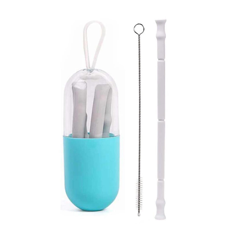 Foldable And Reusable Silicone Drinking Straw With Case