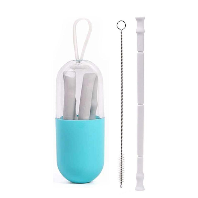 Foldable and Reusable Silicone Drinking Straw with Case Kitchen Essentials Gray - DailySale