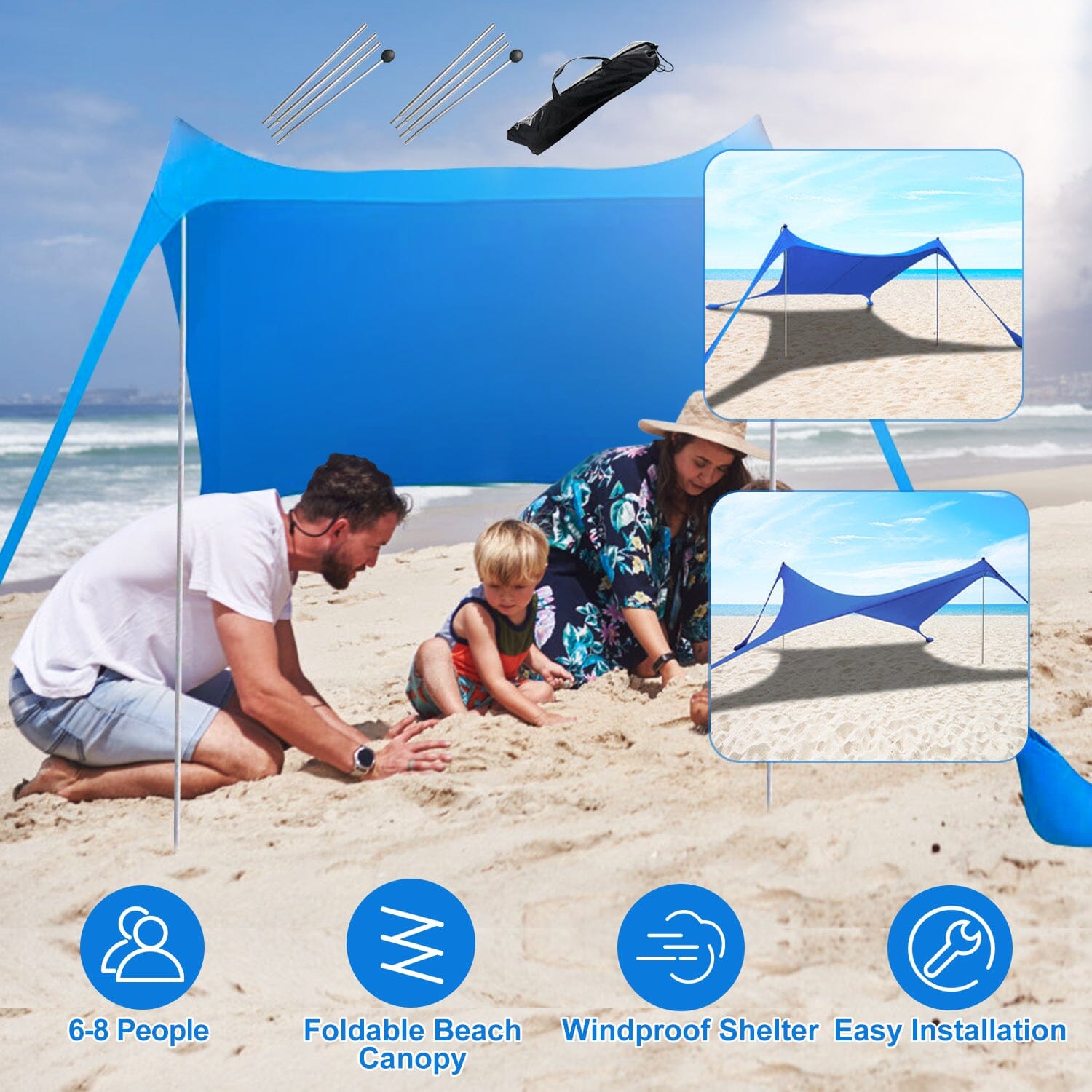 Foldable Beach Canopy Tent Collapsible Shade Sports & Outdoors - DailySale