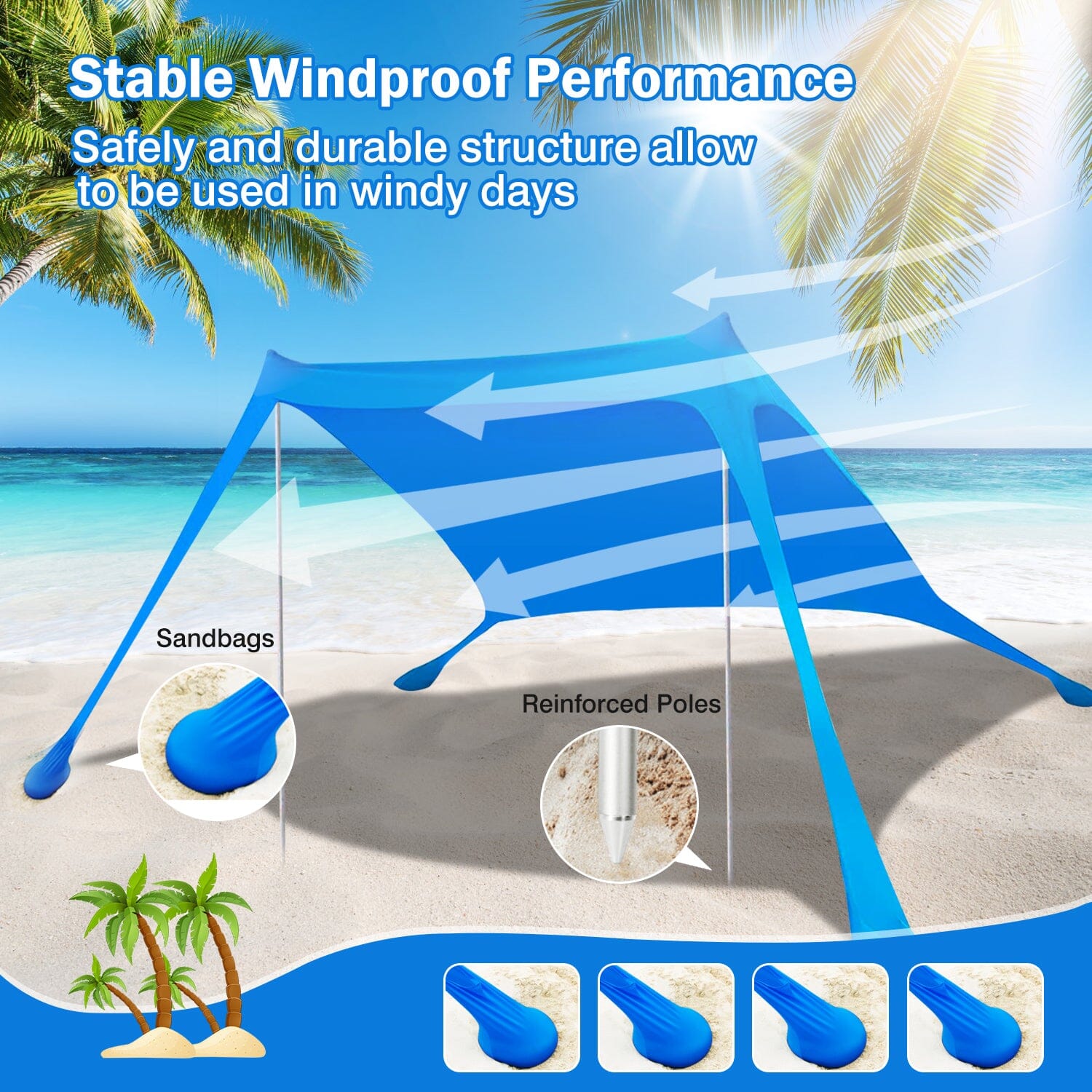 Foldable Beach Canopy Tent Collapsible Shade Sports & Outdoors - DailySale