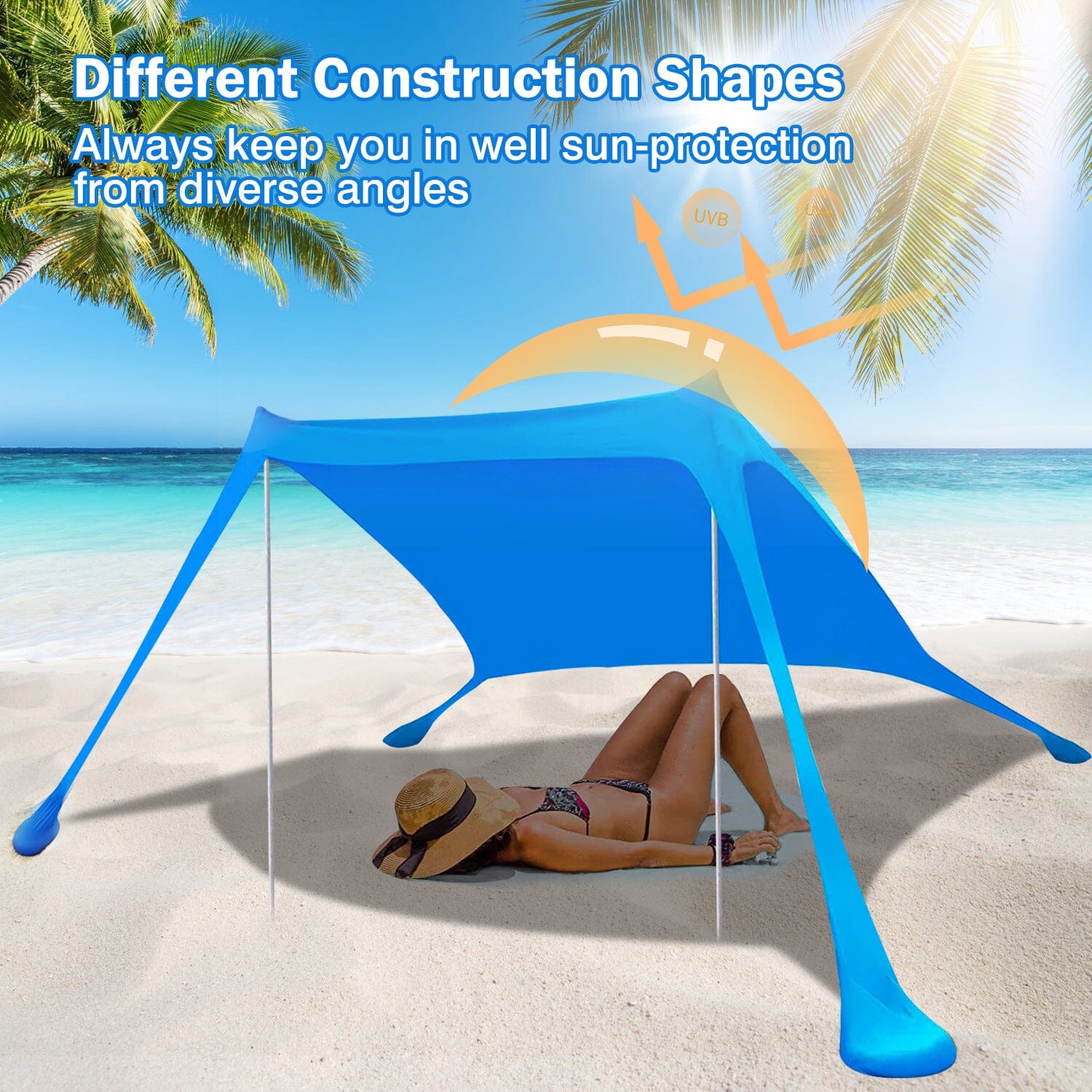 Foldable Beach Canopy Tent Collapsible Shade Sports & Outdoors - DailySale