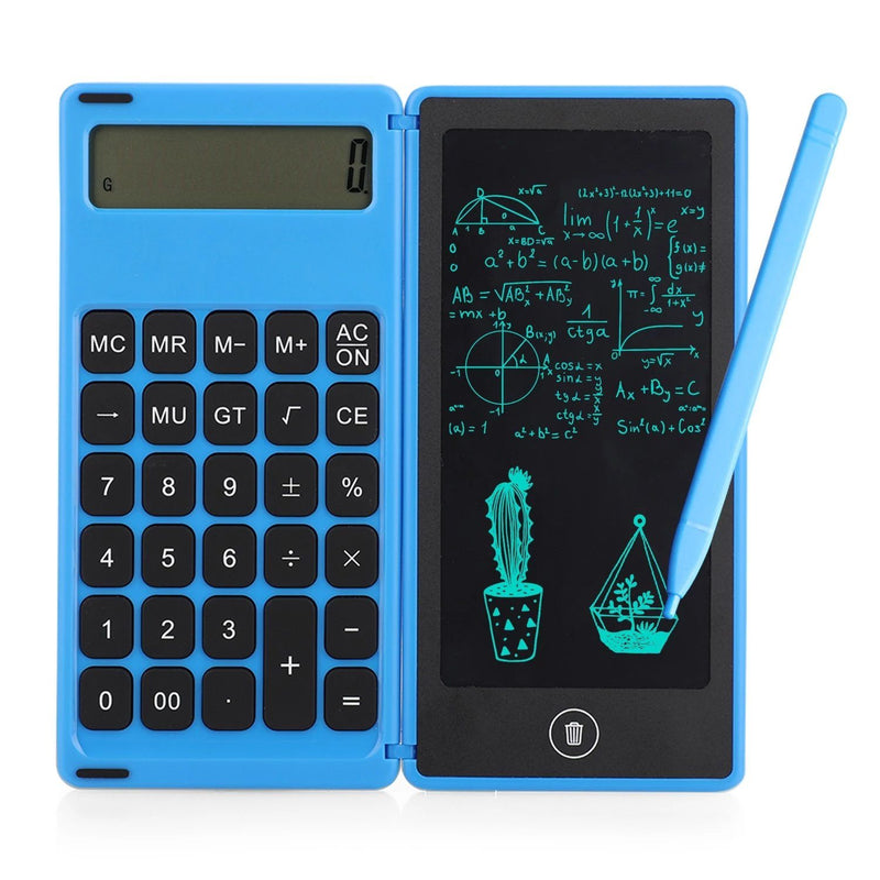 Foldable Calculator & 6 Inch LCD Writing Tablet Digital Drawing Everything Else Blue - DailySale