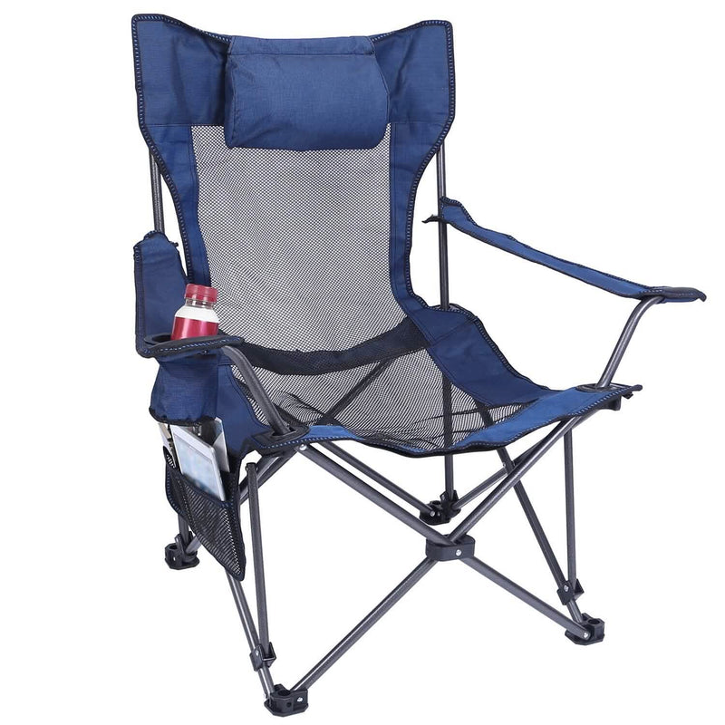 Foldable Camping Chair Heavy Duty Steel Lawn Chair with Reclining Backrest Angle Sports & Outdoors - DailySale