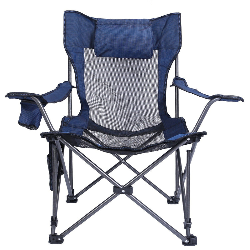 Foldable Camping Chair Heavy Duty Steel Lawn Chair with Reclining Backrest Angle Sports & Outdoors - DailySale