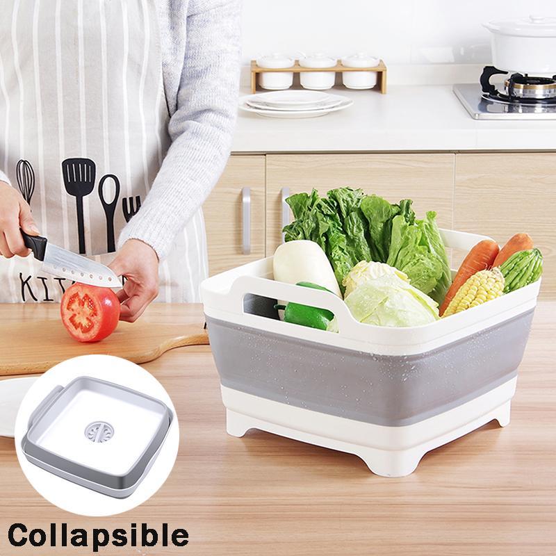 Foldable Dish Tub Washing Basin Collapsible Draining Pan Strainer Food Basket Kitchen & Dining - DailySale