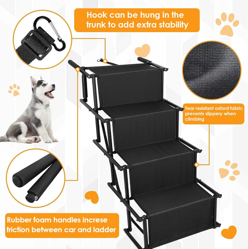 Foldable Dog Ramp 4 Step Collapsible Non Slip Stairs Pet Supplies - DailySale