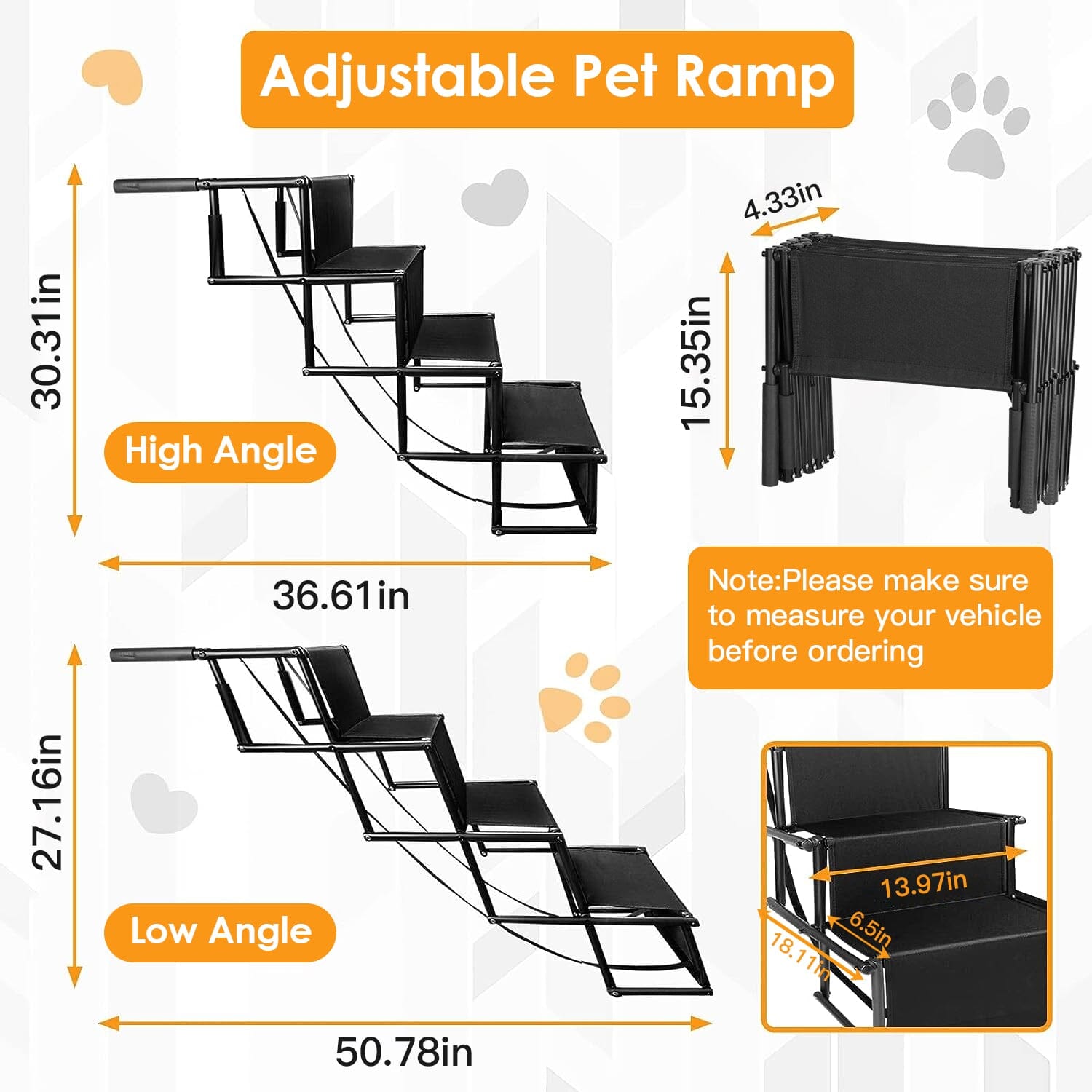 Foldable Dog Ramp 4 Step Collapsible Non Slip Stairs Pet Supplies - DailySale