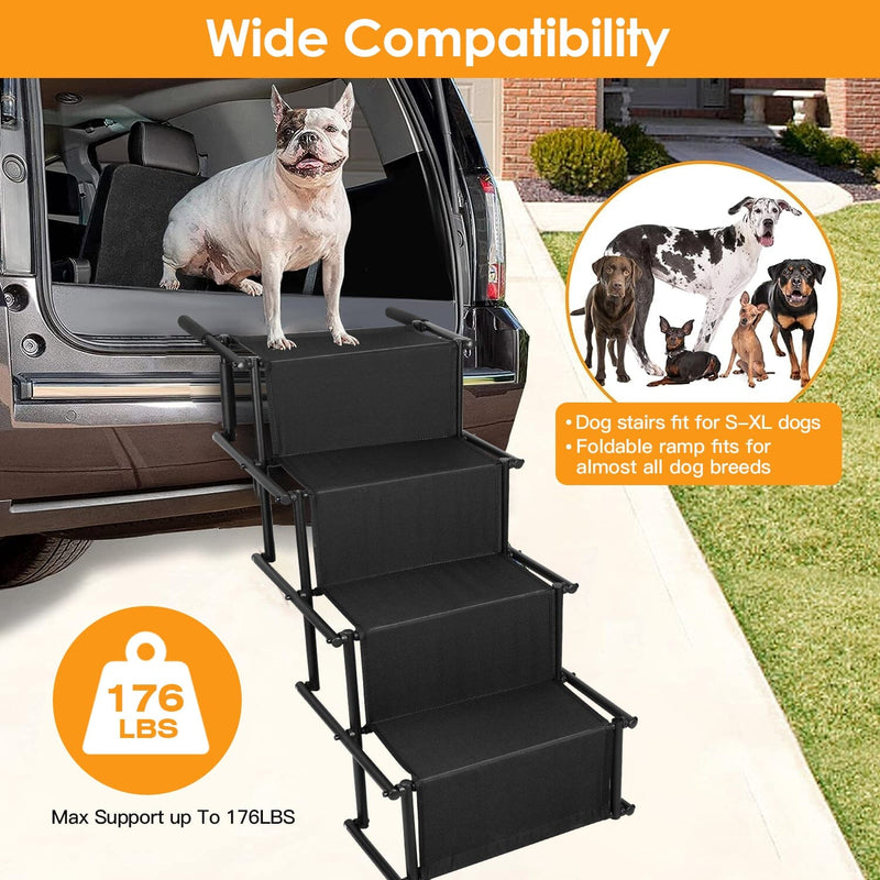 Foldable Dog Ramp 4 Step Collapsible Non Slip Stairs Pet Supplies - DailySale