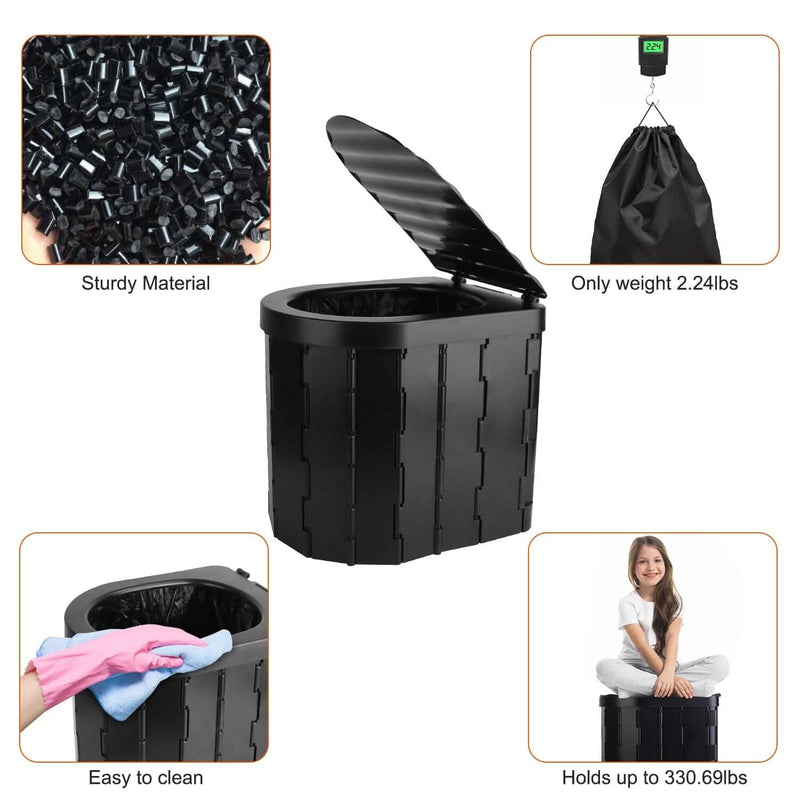 Foldable Emergency Toilet Portable Porta Potty Sports & Outdoors - DailySale