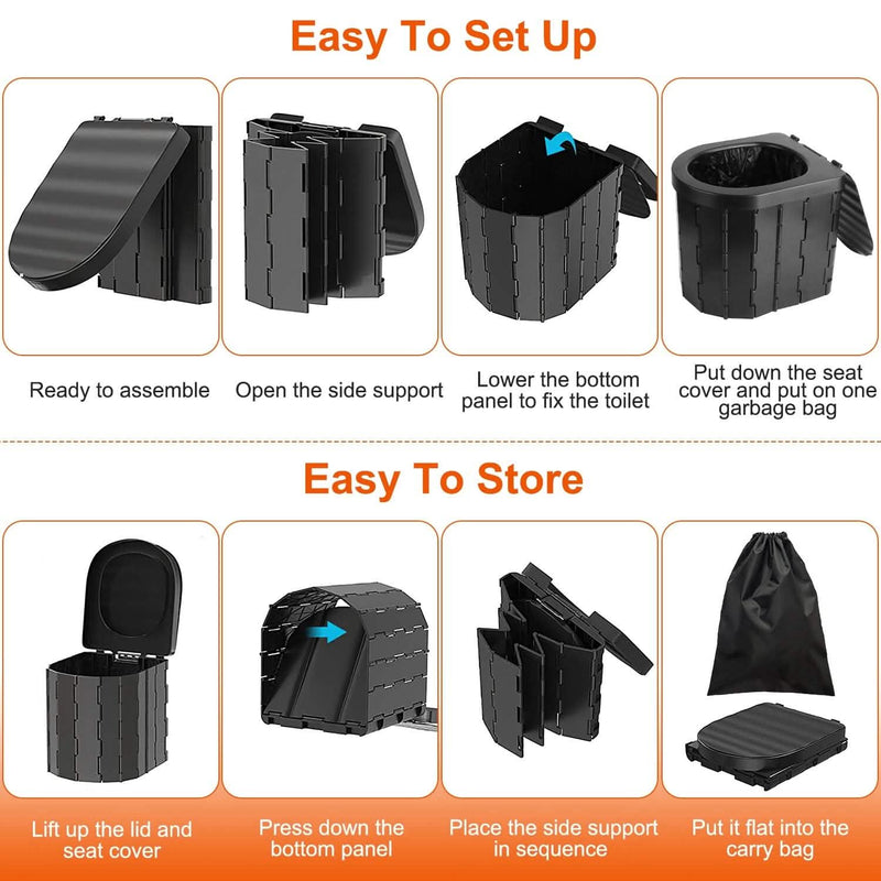 Foldable Emergency Toilet Portable Porta Potty Sports & Outdoors - DailySale
