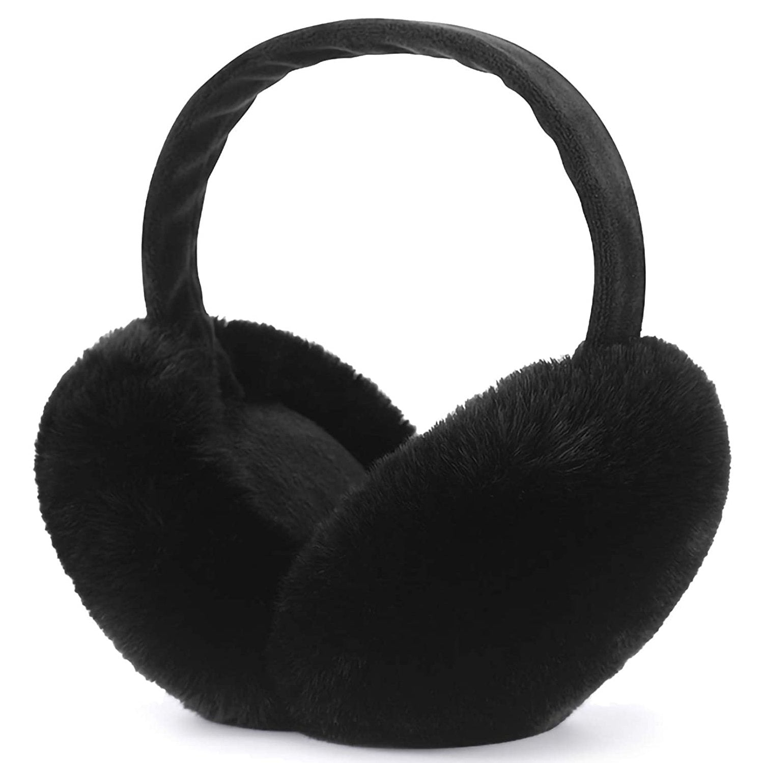 Foldable Faux Fur Warm Earmuffs Women's Shoes & Accessories Black - DailySale