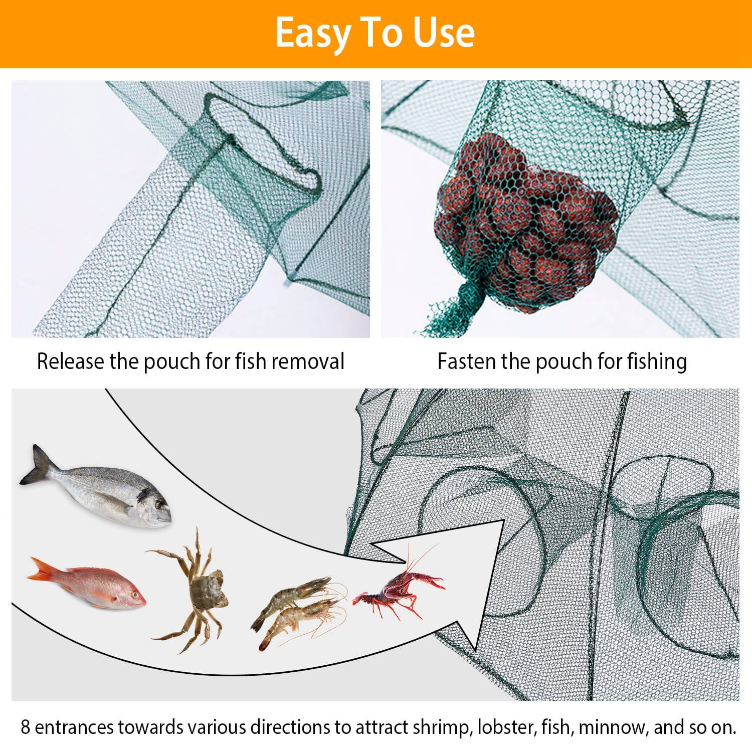 Foldable Fishing Bait Net Trap Sports & Outdoors - DailySale