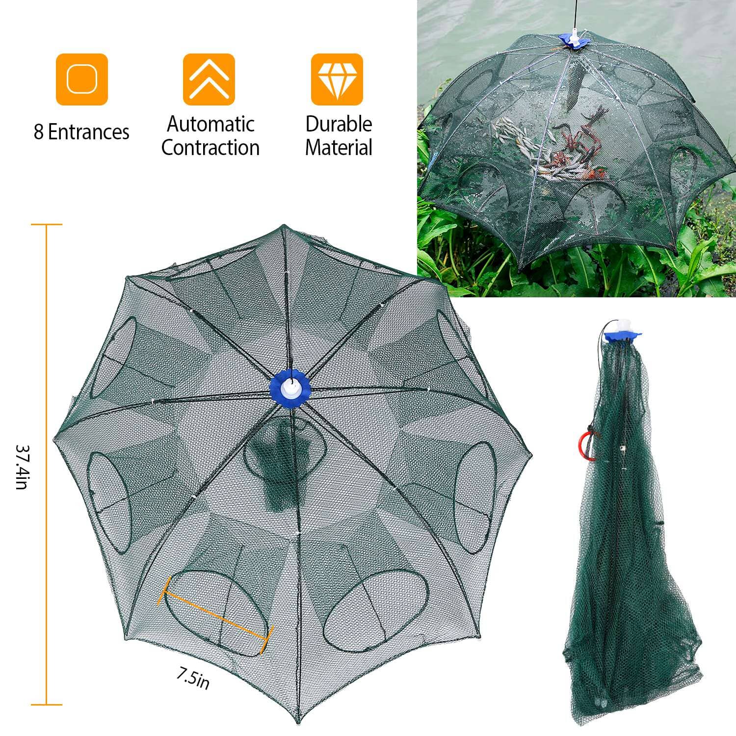 Foldable Fishing Bait Net Trap Sports & Outdoors - DailySale