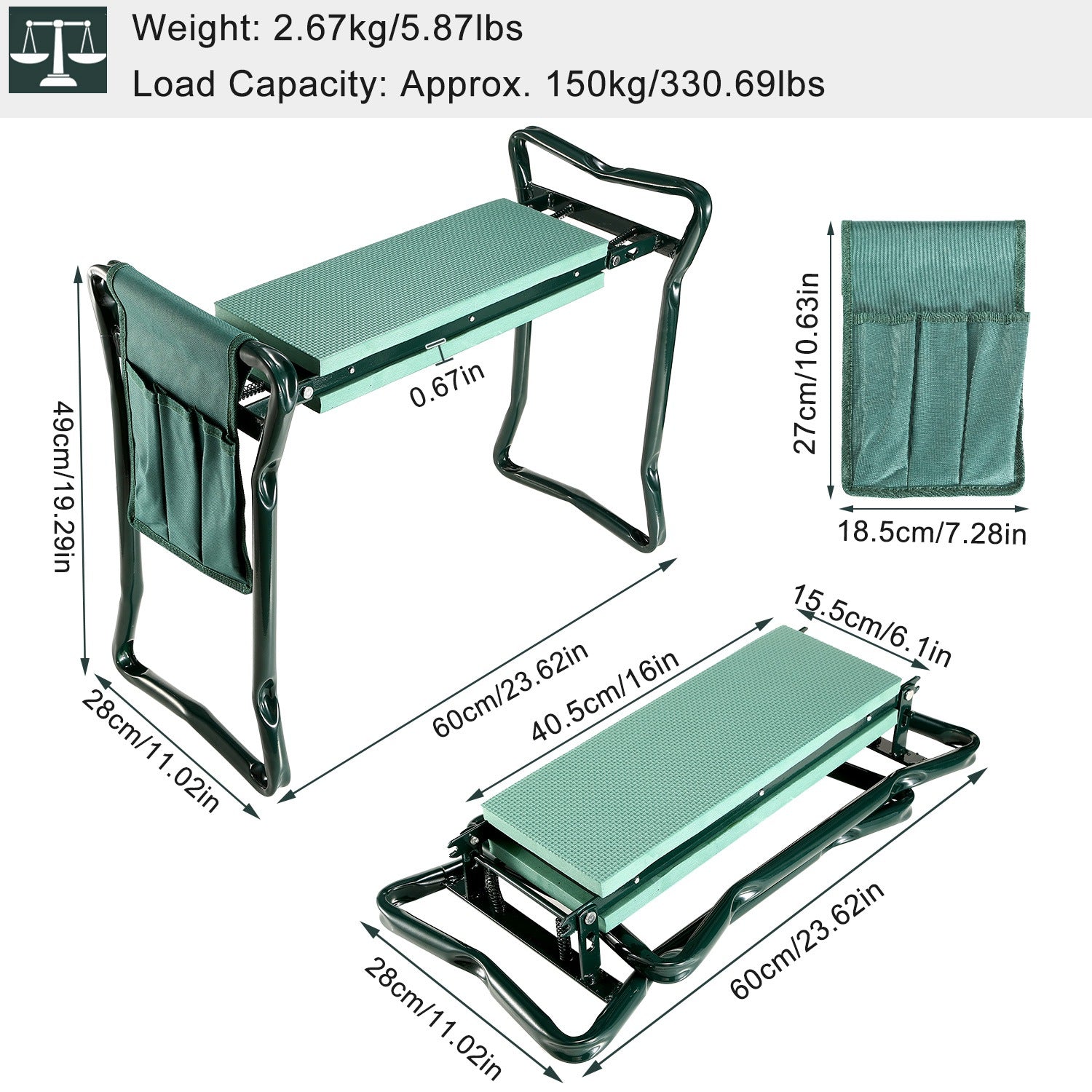 Foldable Garden Kneeler Seat with Kneeling Soft Cushion Pad Garden & Patio - DailySale