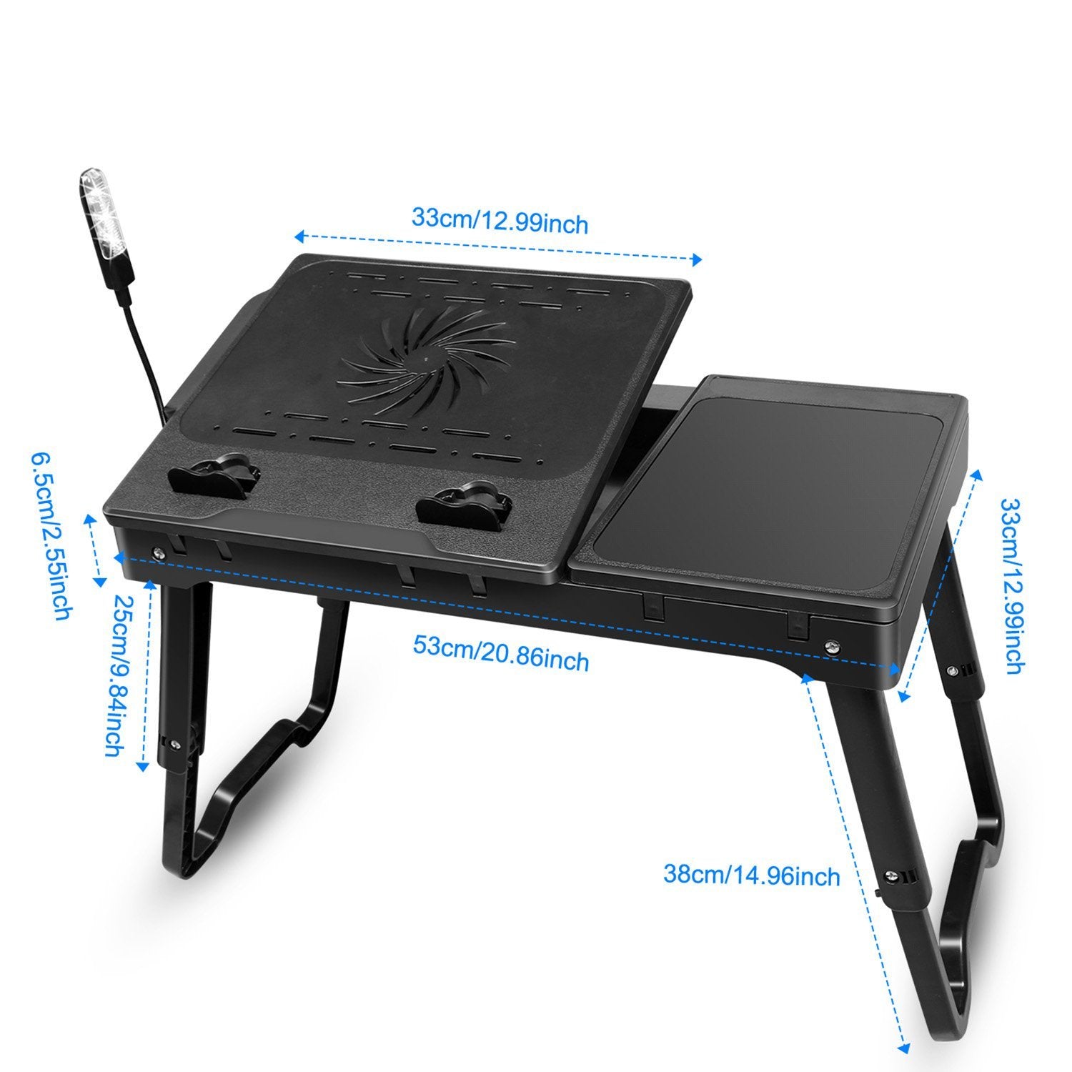 Foldable Laptop Table Bed Notebook Desk with Cooling Fan Mouse Board Computer Accessories - DailySale