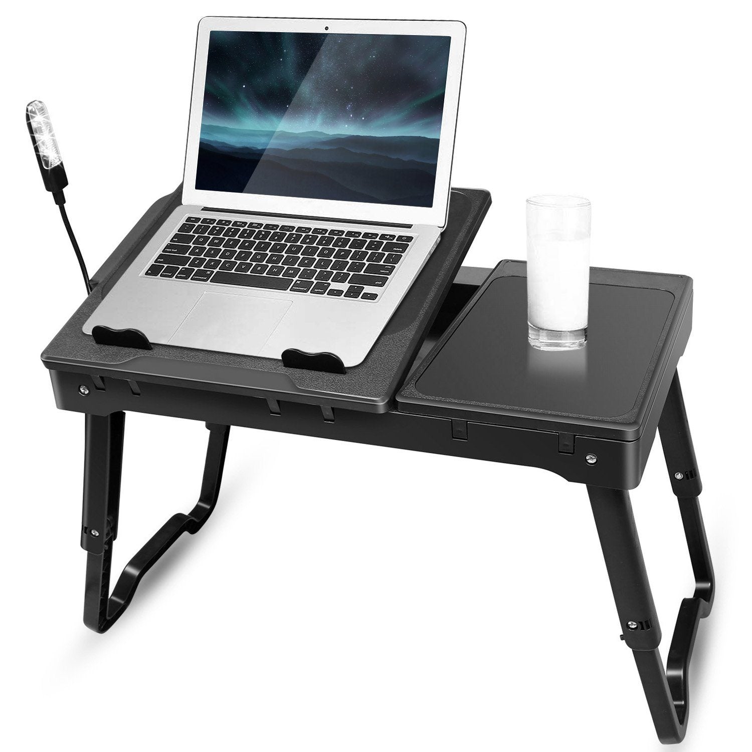 Foldable Laptop Table Bed Notebook Desk with Cooling Fan Mouse Board Computer Accessories - DailySale