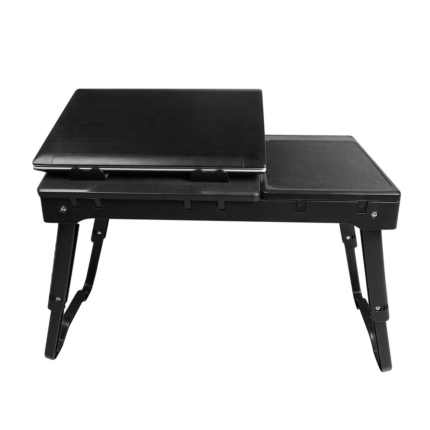 Foldable Laptop Table Bed Notebook Desk with Cooling Fan Mouse Board Computer Accessories - DailySale