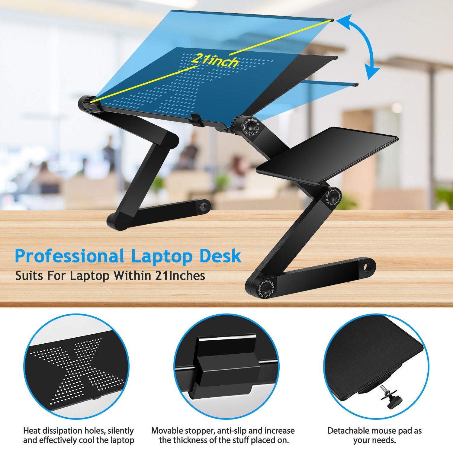 Foldable Laptop Table Bed Notebook Desk with Mouse Board Computer Accessories - DailySale