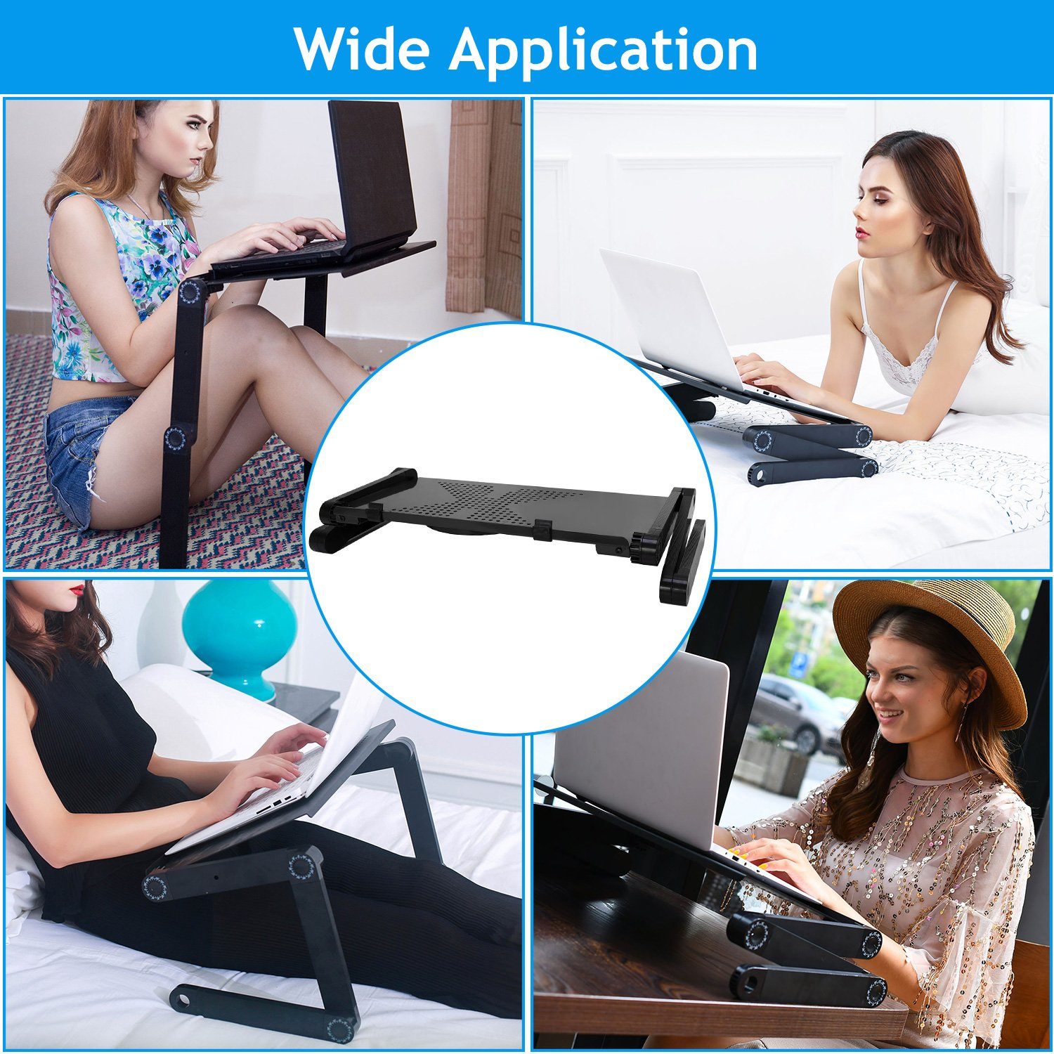 Foldable Laptop Table Bed Notebook Desk with Mouse Board Computer Accessories - DailySale