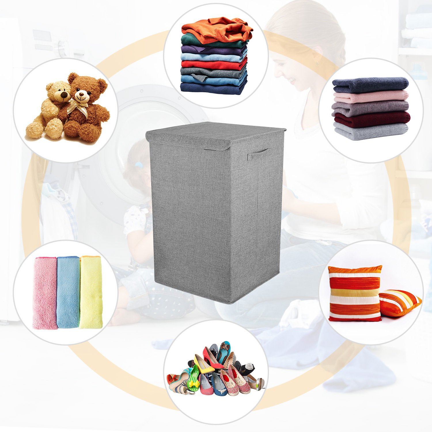 Foldable Laundry Hampers with Lid Closet & Storage - DailySale