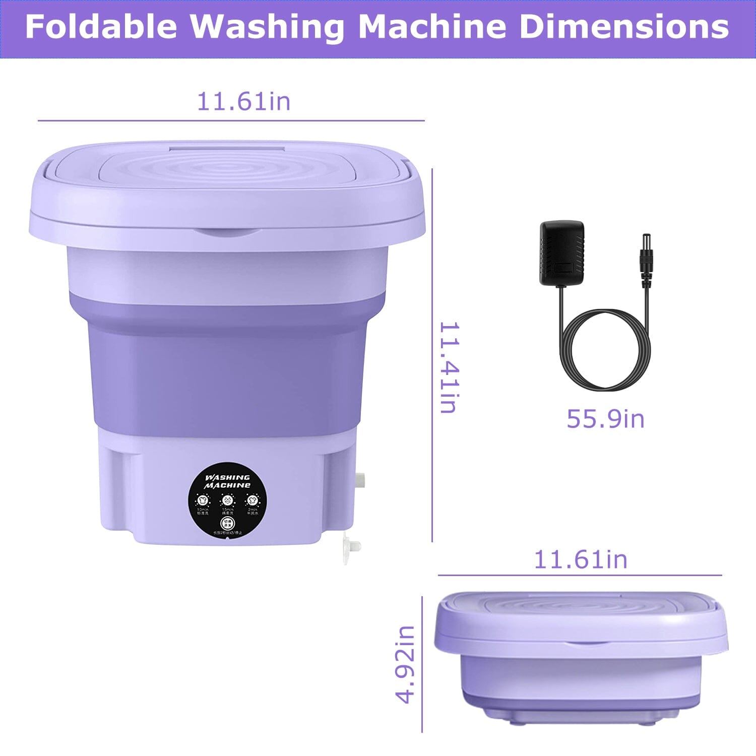 Foldable Laundry Machine with Detachable Drain Basket Household Appliances - DailySale