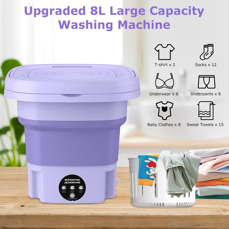 Foldable Laundry Machine with Detachable Drain Basket Household Appliances - DailySale