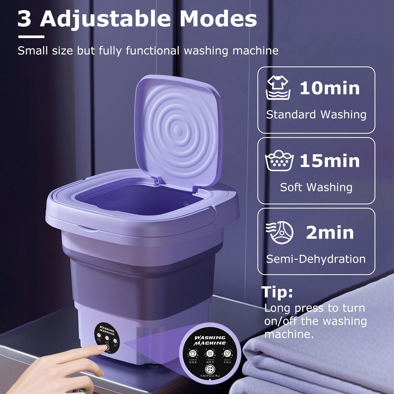 Foldable Laundry Machine with Detachable Drain Basket Household Appliances - DailySale