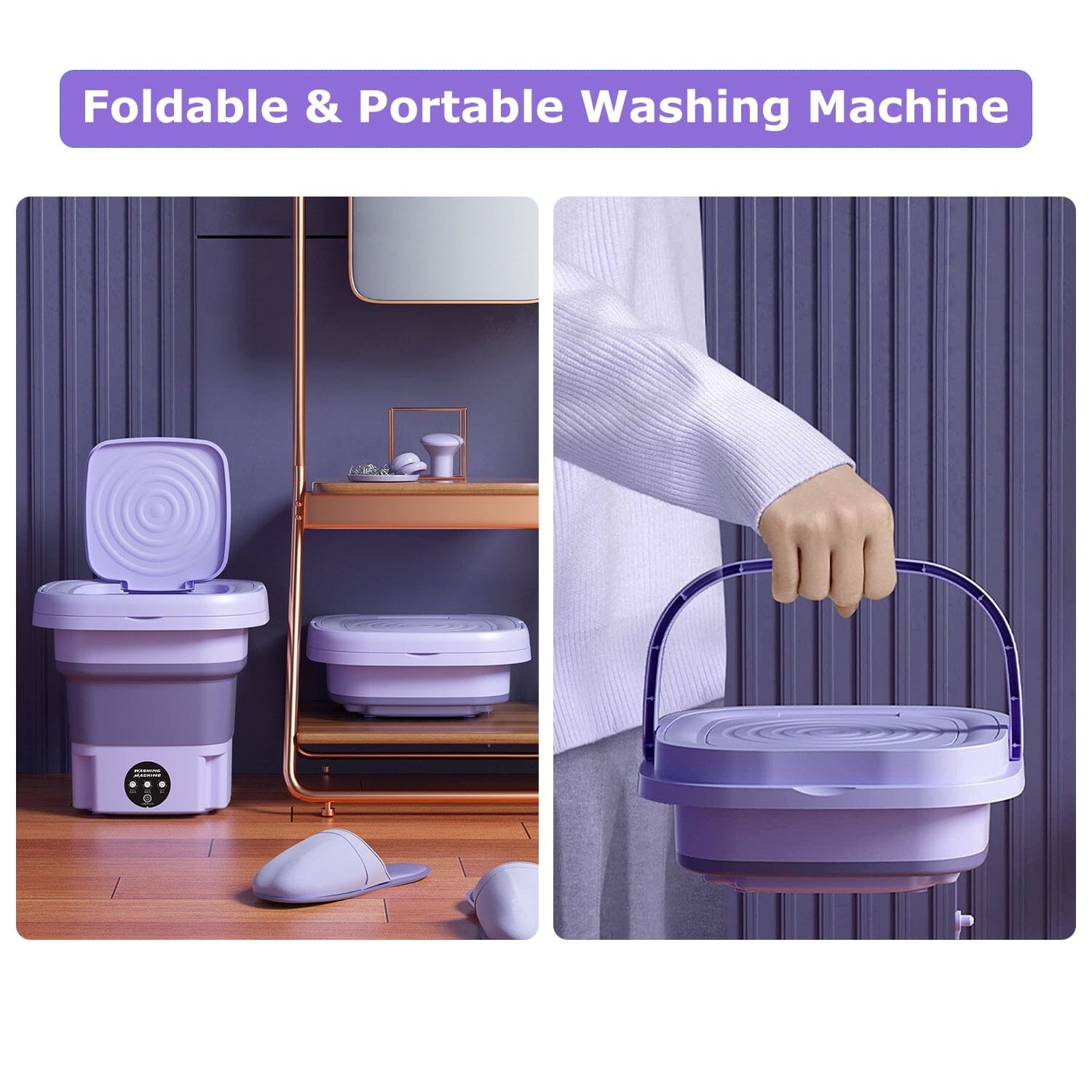 Foldable Laundry Machine with Detachable Drain Basket Household Appliances - DailySale