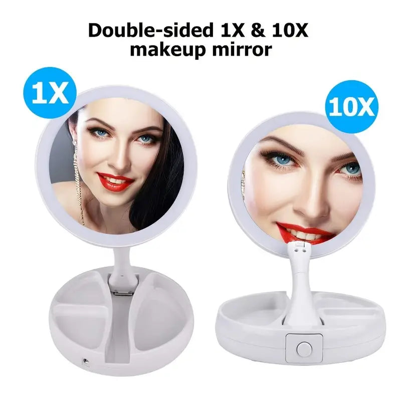 Foldable Makeup Mirror With LED Light Beauty & Personal Care - DailySale