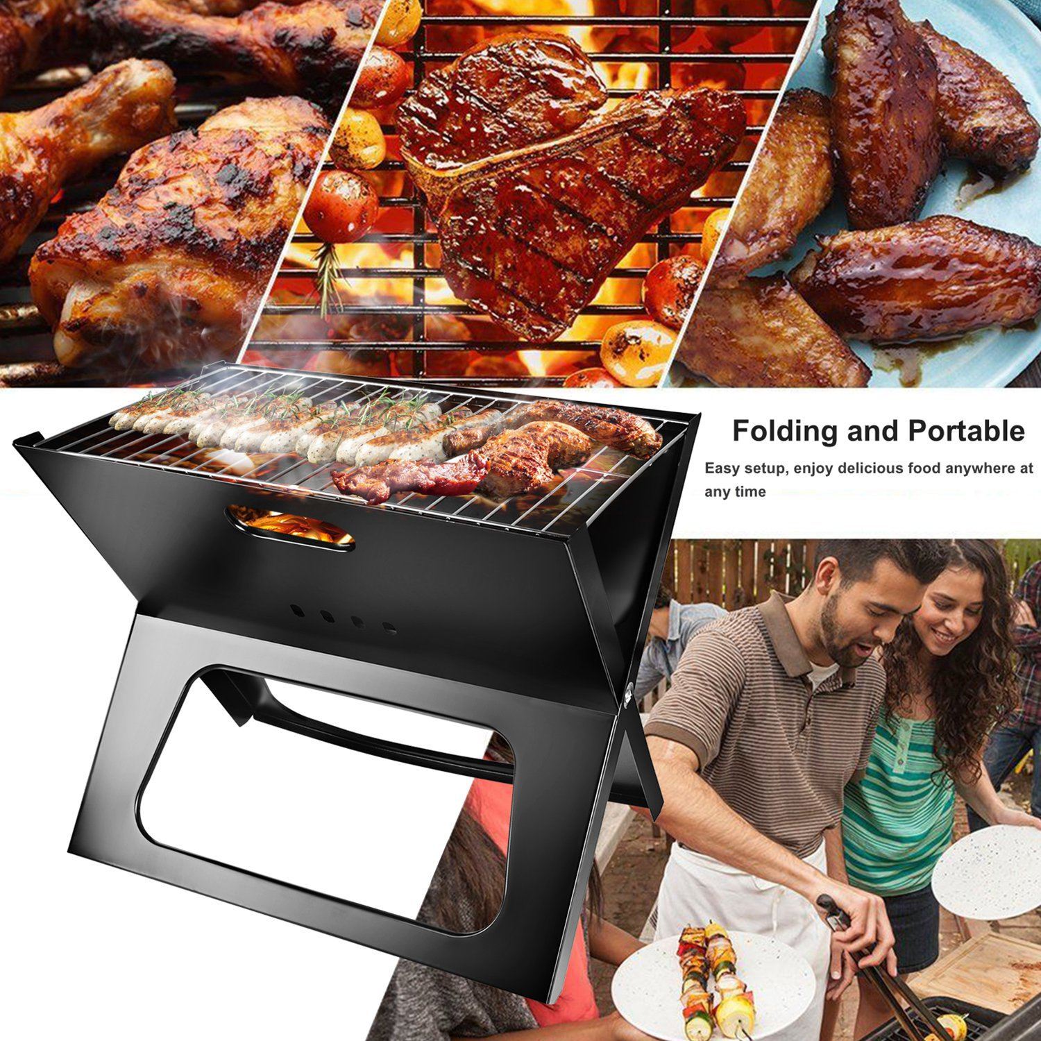 Foldable Portable BBQ Barbecue Grill Garden & Patio - DailySale