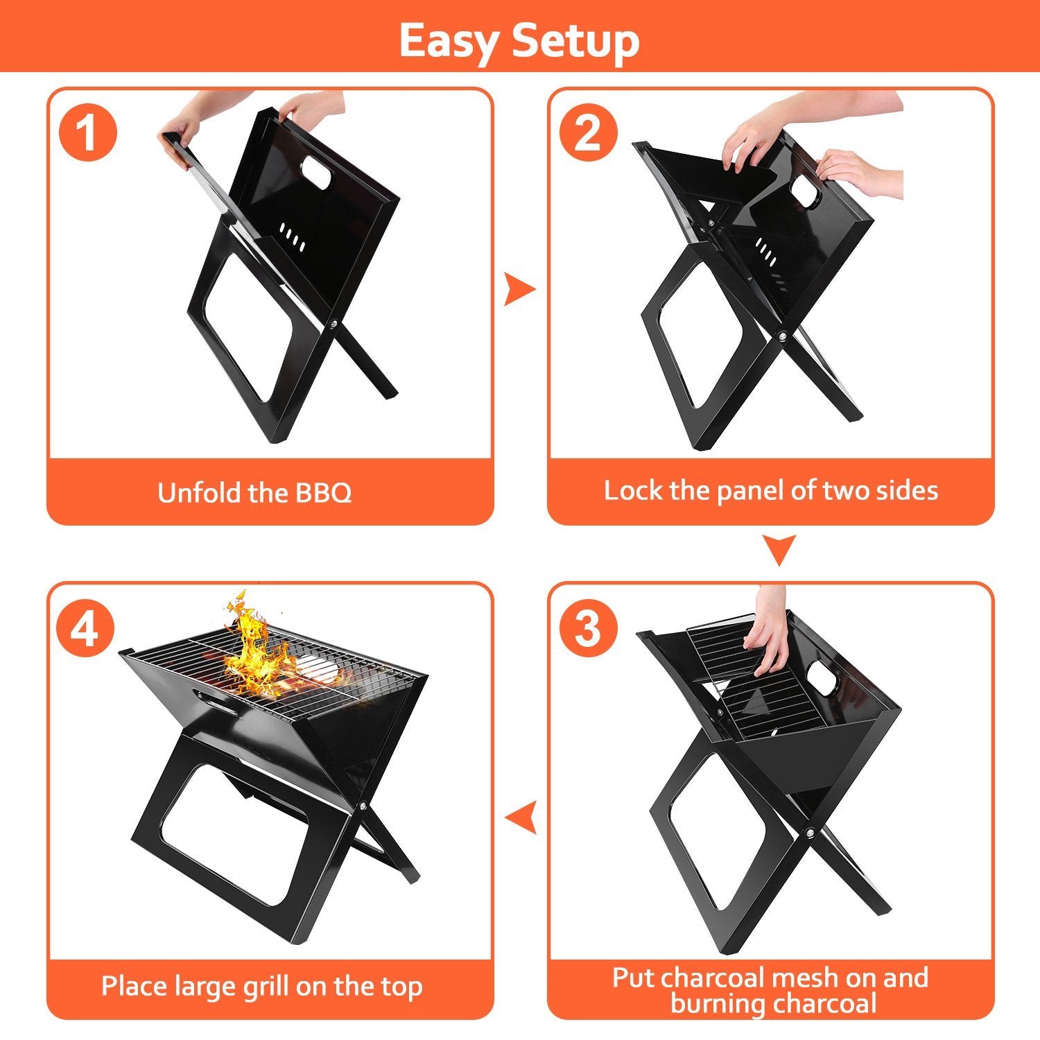 Foldable Portable BBQ Barbecue Grill Garden & Patio - DailySale