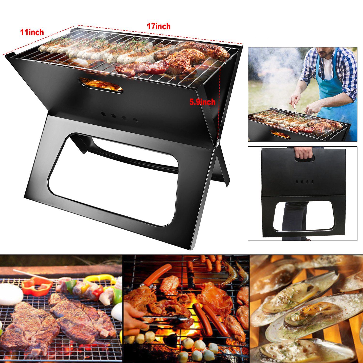 Foldable Portable BBQ Barbecue Grill Garden & Patio - DailySale