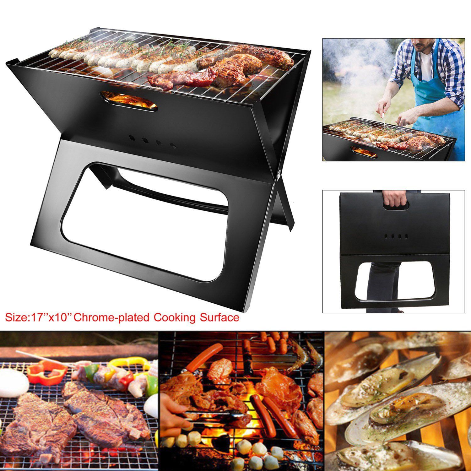 Foldable Portable BBQ Barbecue Grill Garden & Patio - DailySale