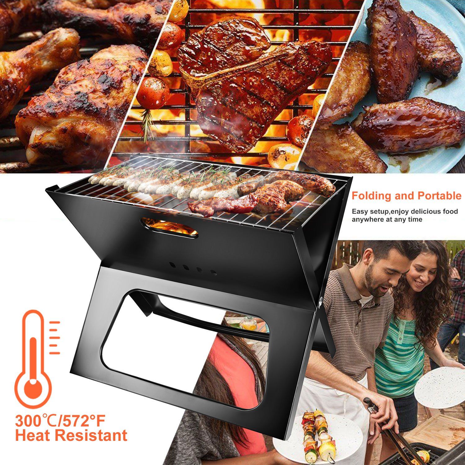 Foldable Portable BBQ Barbecue Grill Garden & Patio - DailySale