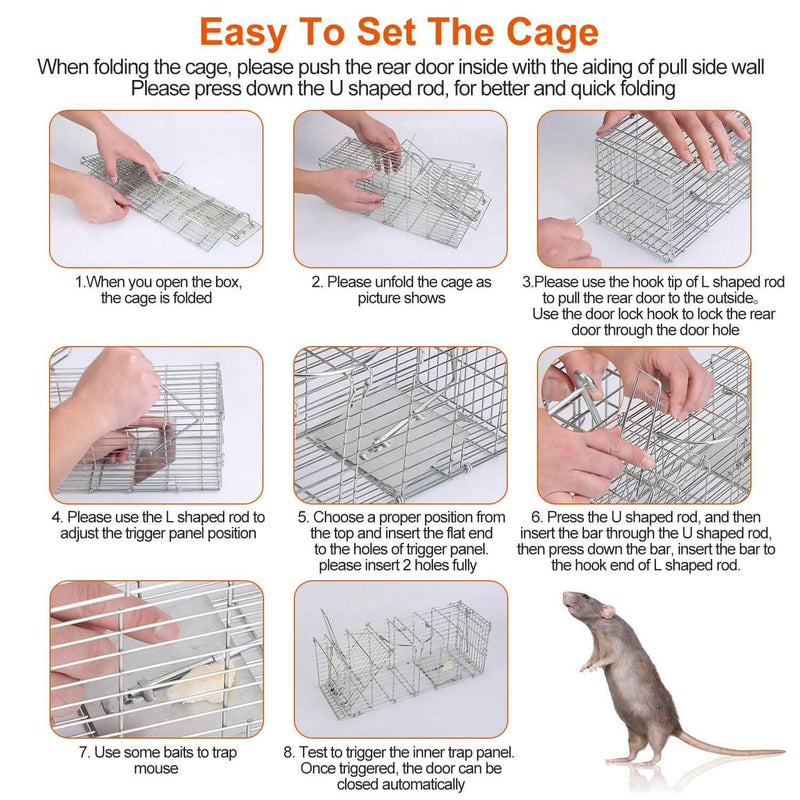 Foldable Rat Trap Cage Humane Live Rodent Trap Cage Pest Control - DailySale
