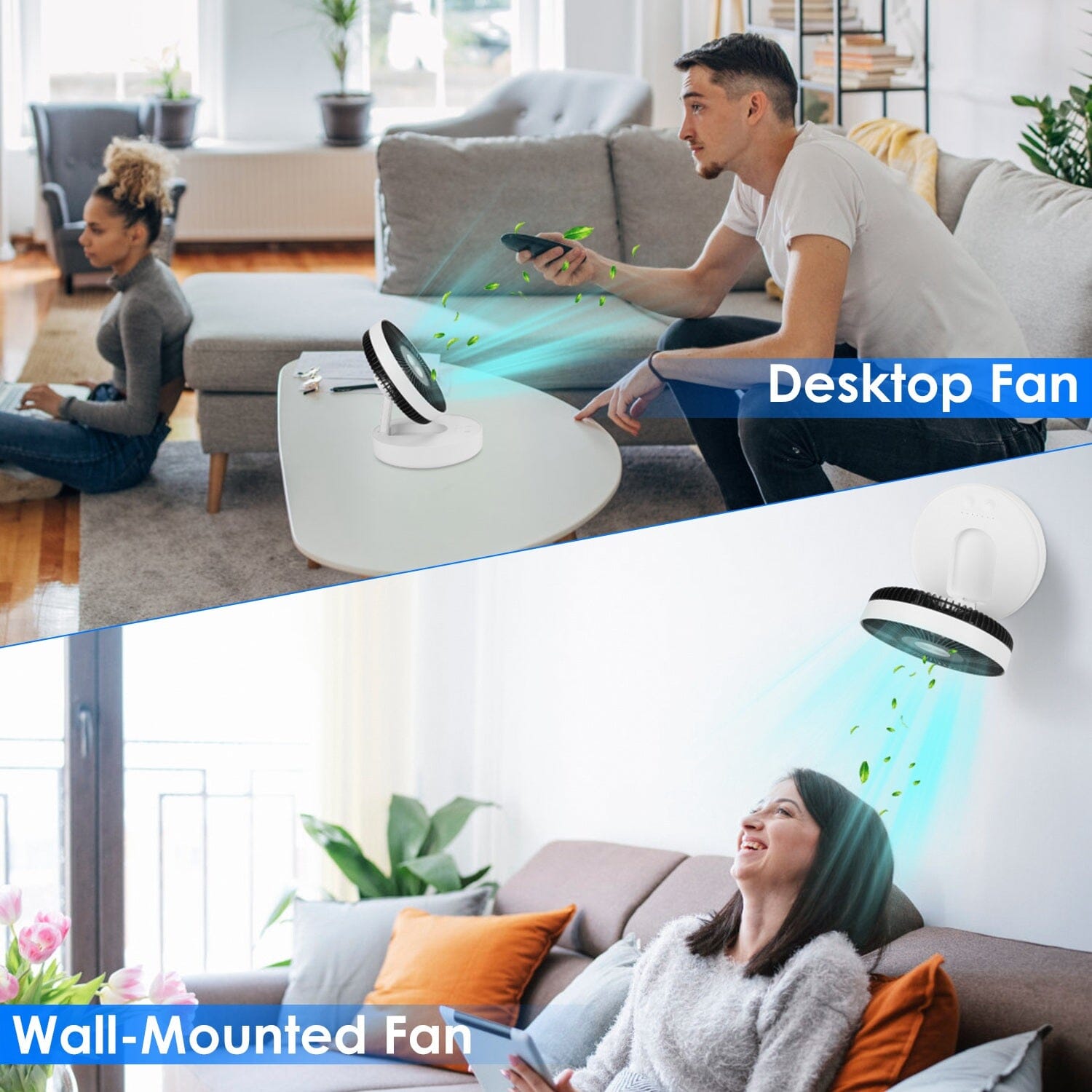 Foldable Rechargeable LED Desk Fan Wall Mounted with Magnetic Remote Household Appliances - DailySale