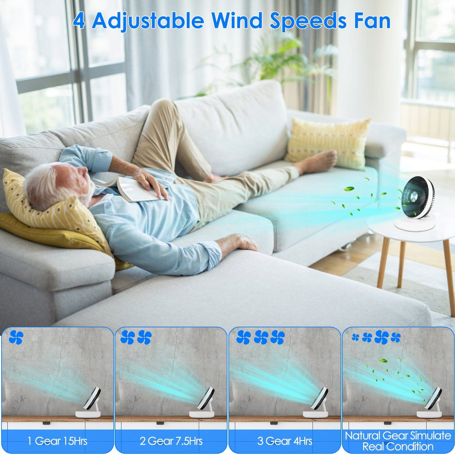 Foldable Rechargeable LED Desk Fan Wall Mounted with Magnetic Remote Household Appliances - DailySale