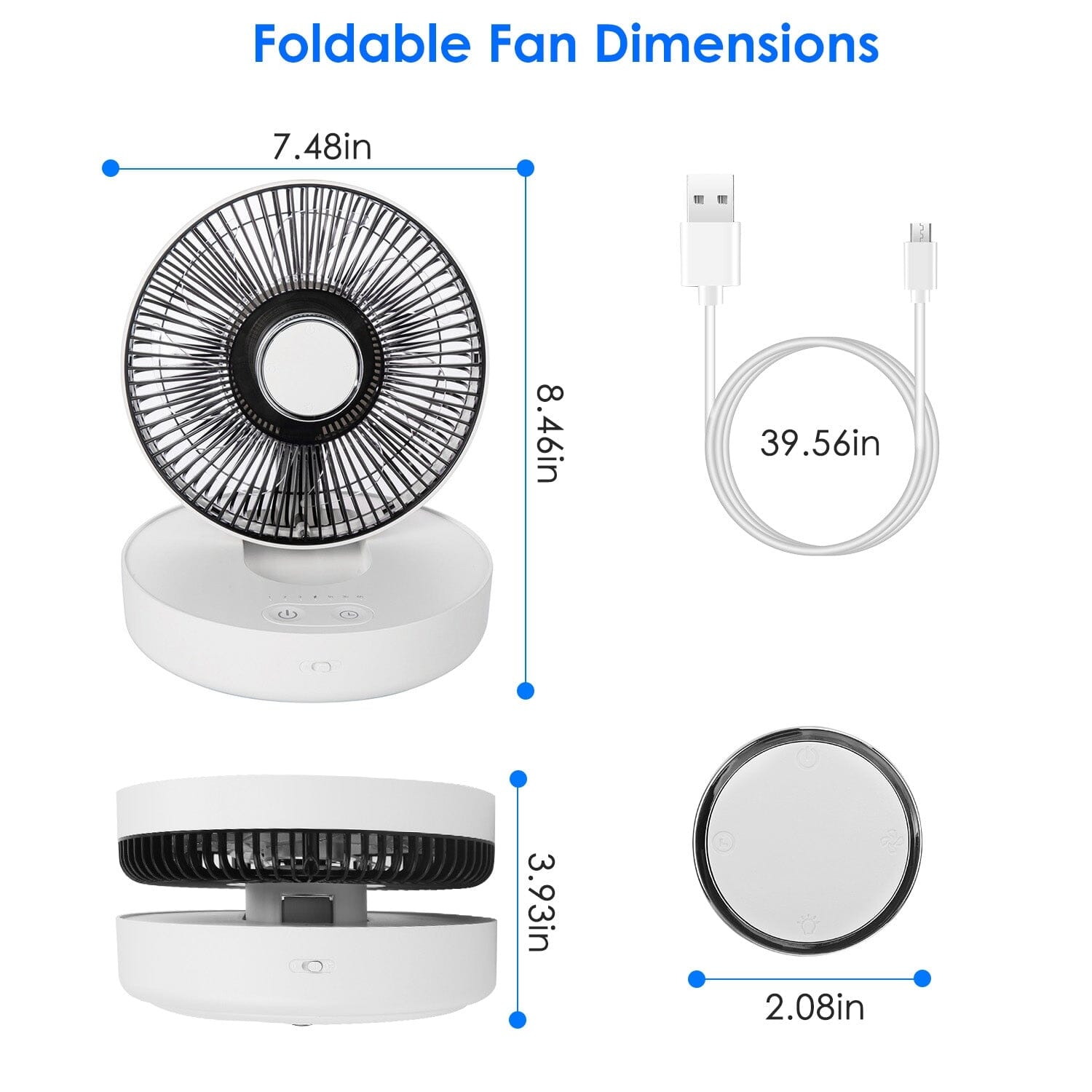 Foldable Rechargeable LED Desk Fan Wall Mounted with Magnetic Remote Household Appliances - DailySale