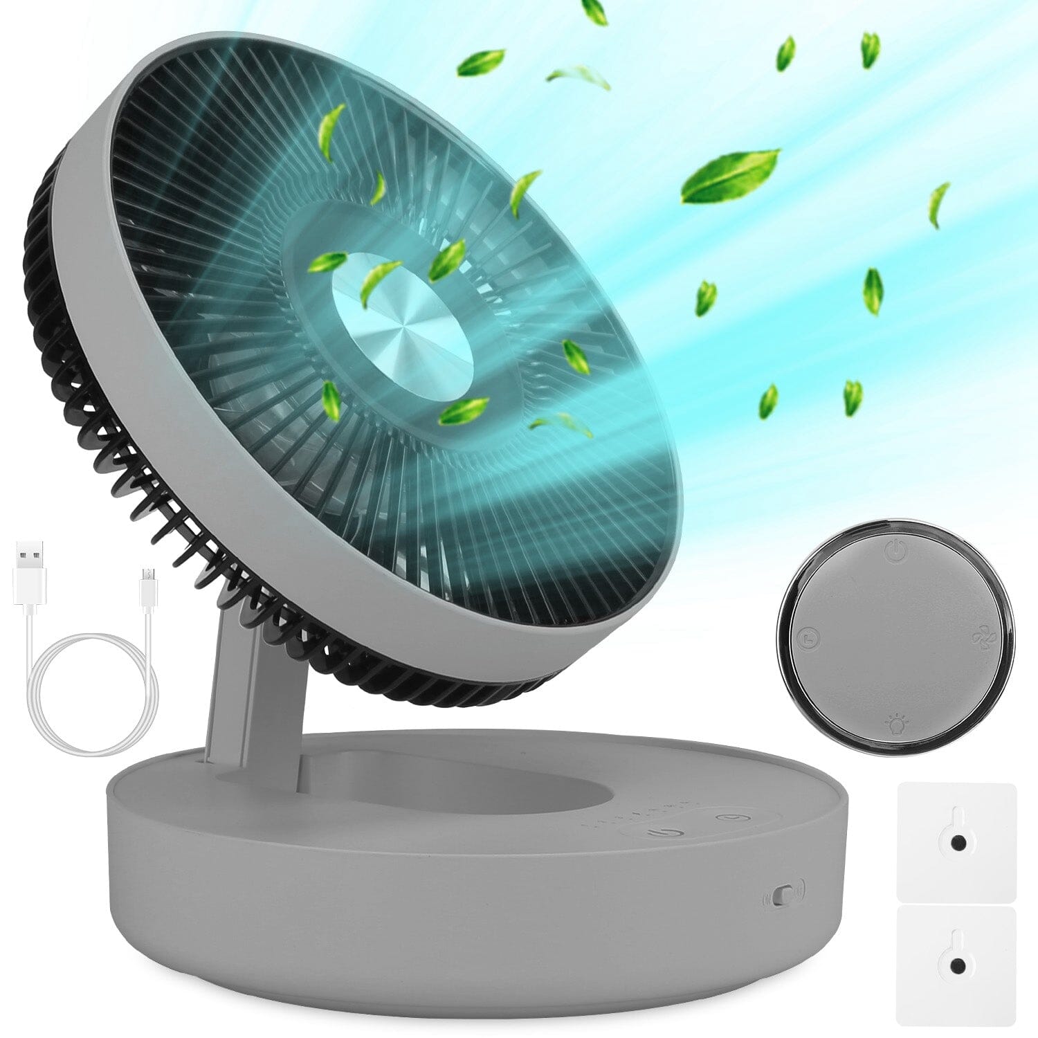 Foldable Rechargeable LED Desk Fan Wall Mounted with Magnetic Remote Household Appliances - DailySale