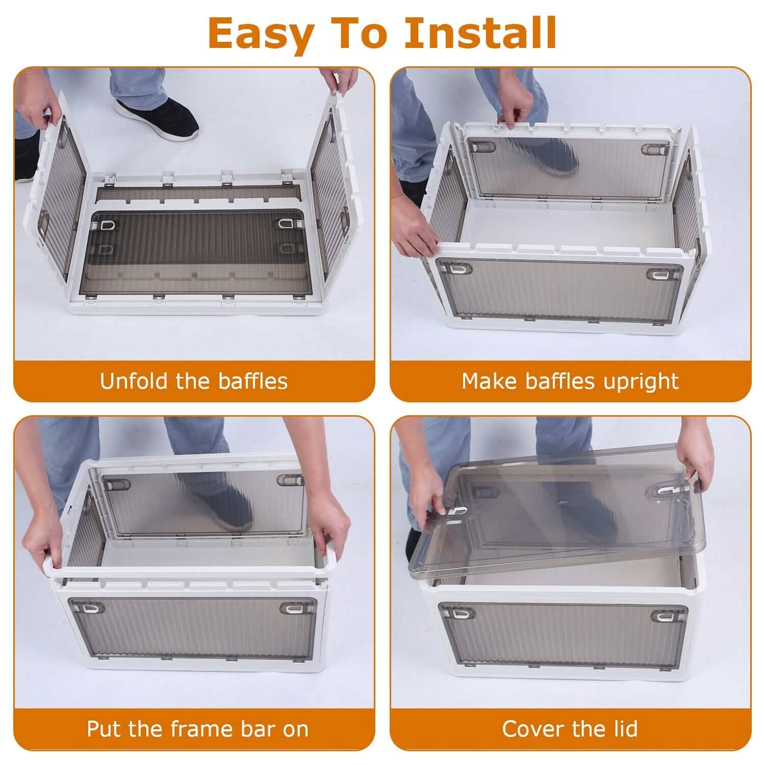 Foldable Storage Bins with Lid 4 Doors Collapsible Stackable with Lock Kitchen Storage - DailySale