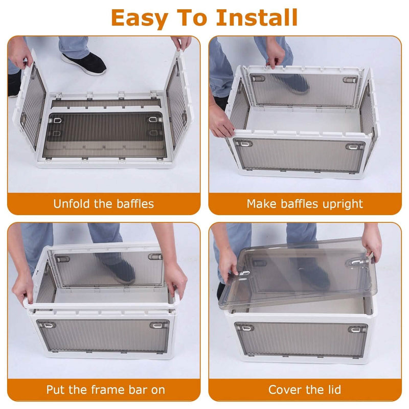 Foldable Storage Bins with Lid 4 Doors Collapsible Stackable with Lock Kitchen Storage - DailySale