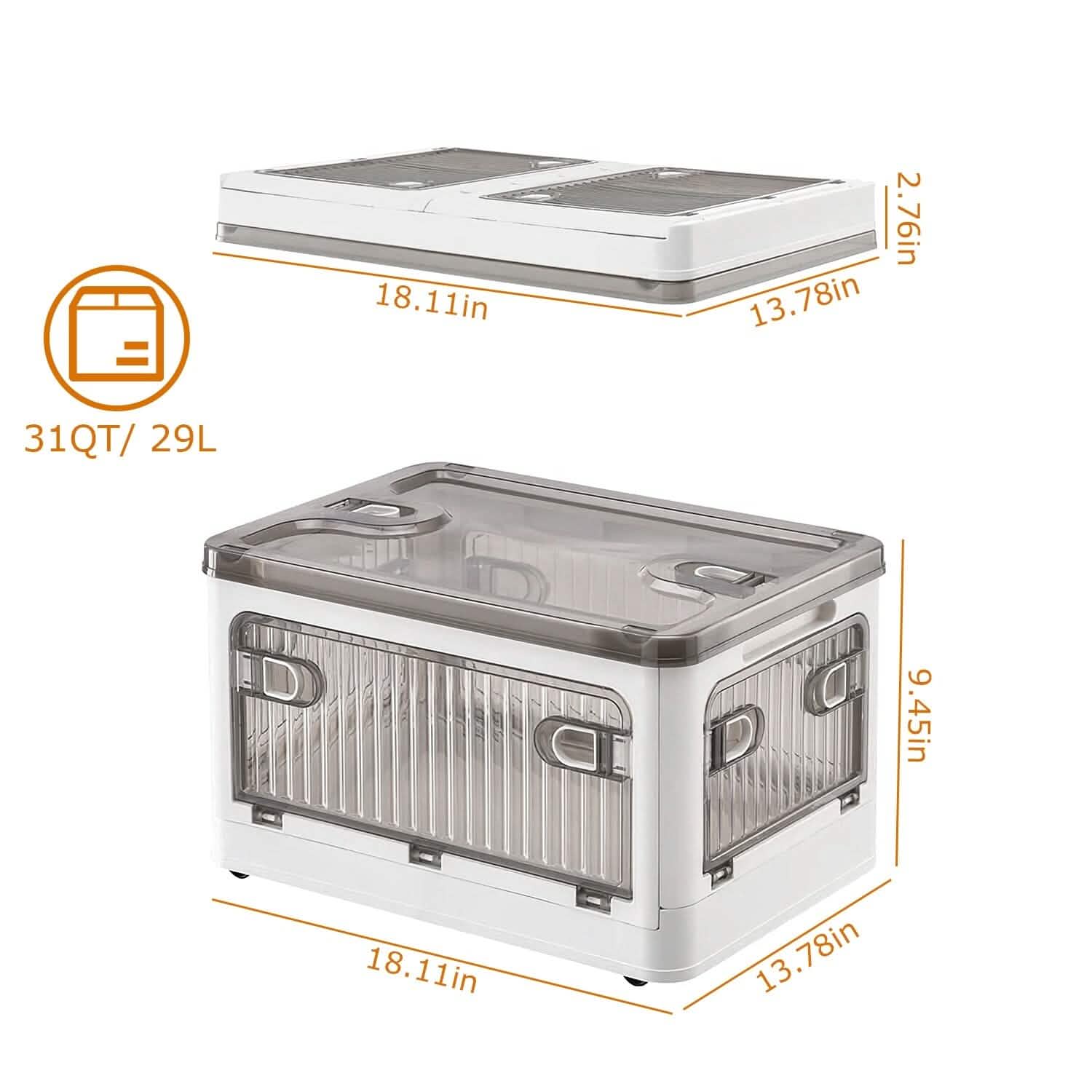 Foldable Storage Bins with Lid 4 Doors Collapsible Stackable with Lock Kitchen Storage - DailySale