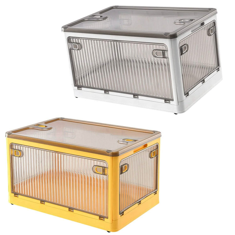 Foldable Storage Bins with Lid 4 Doors Collapsible Stackable with Lock Kitchen Storage - DailySale